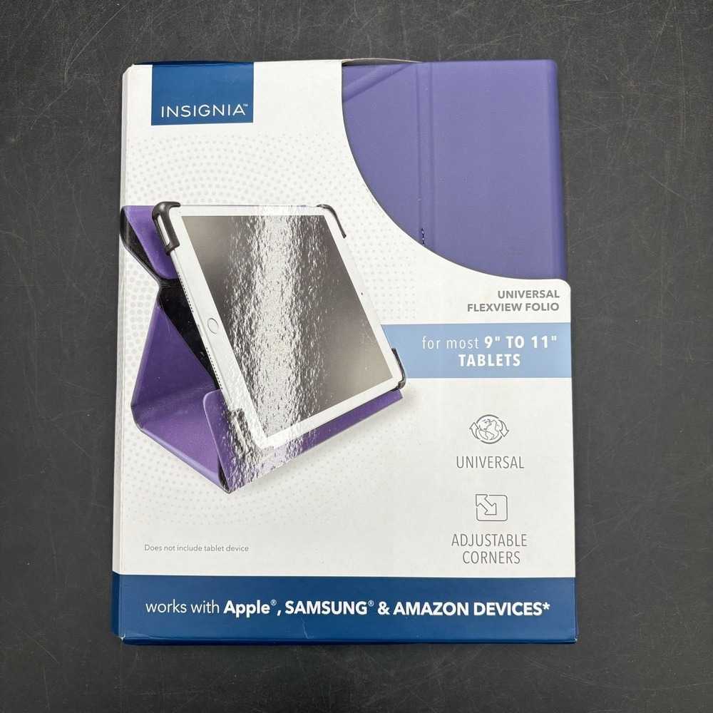 Insignia FlexView Folio Case for  9" to 11" Tablet Purple in Good Condition